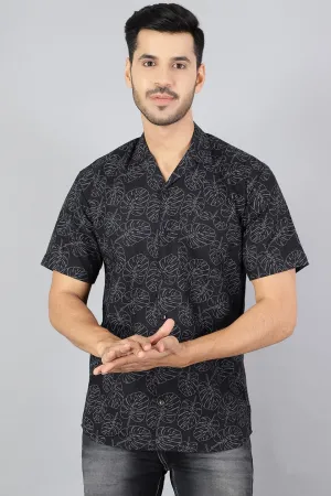 100% Premium Cotton Black Printed Shirt