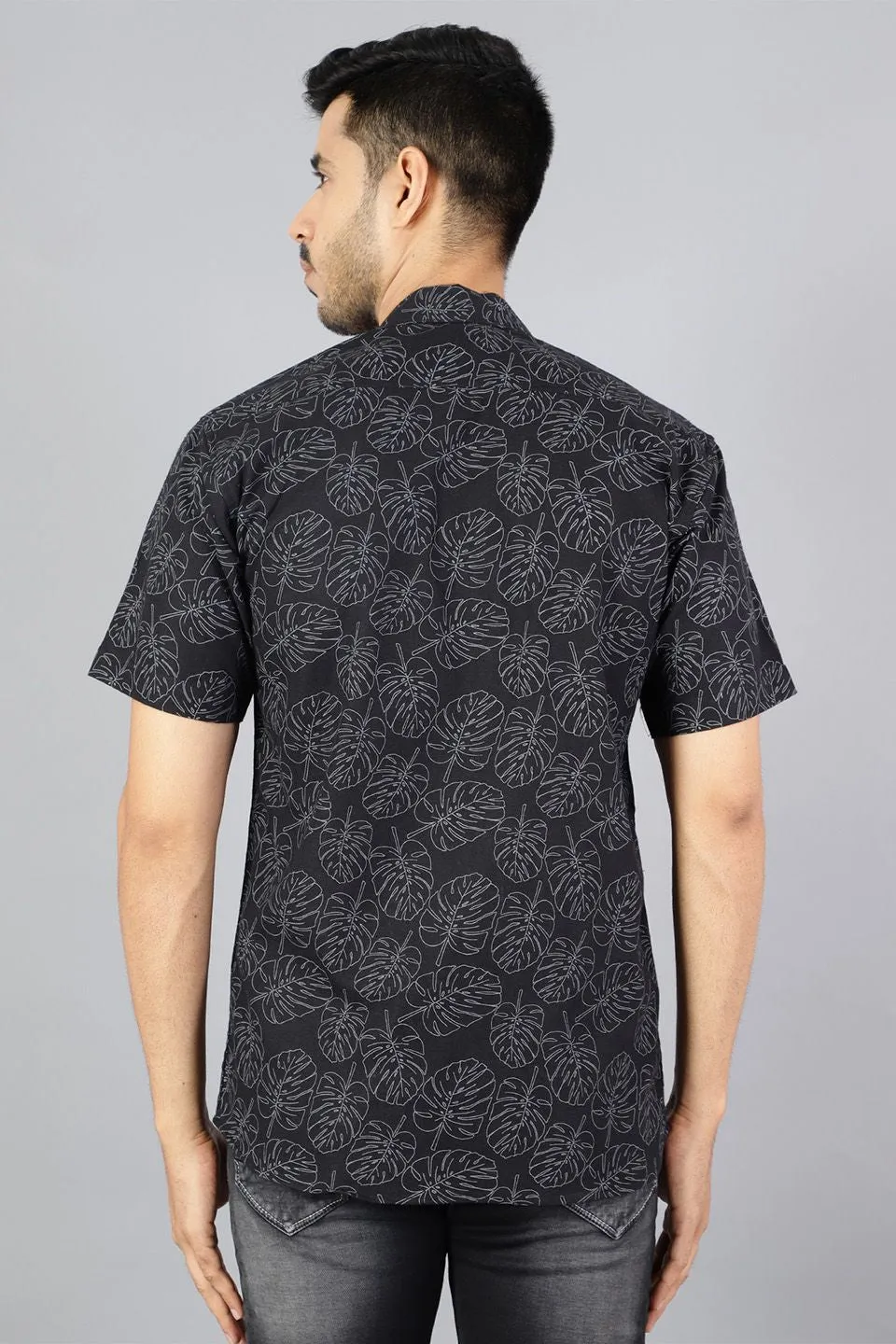 100% Premium Cotton Black Printed Shirt