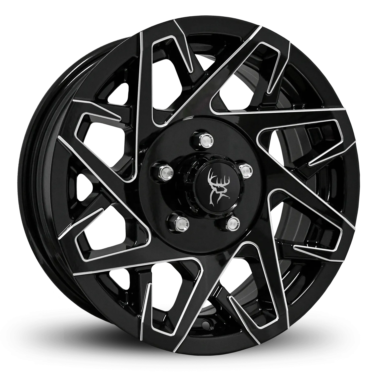 14" x 5-1/2" | CANYON ALUMINUM TRAILER WHEEL | 5 on 4-1/2 | Gloss Black Milled Edges