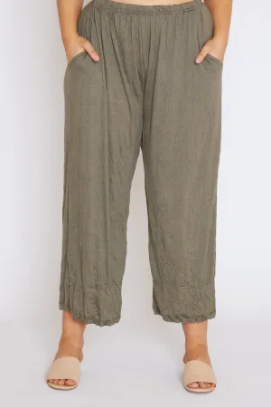 7749 Khaki wide leg pants