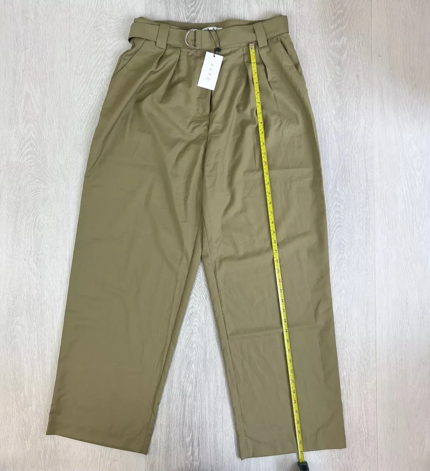 Aere Womens Draped Pleat Front Pants Soft Khaki Size 12 (New)
