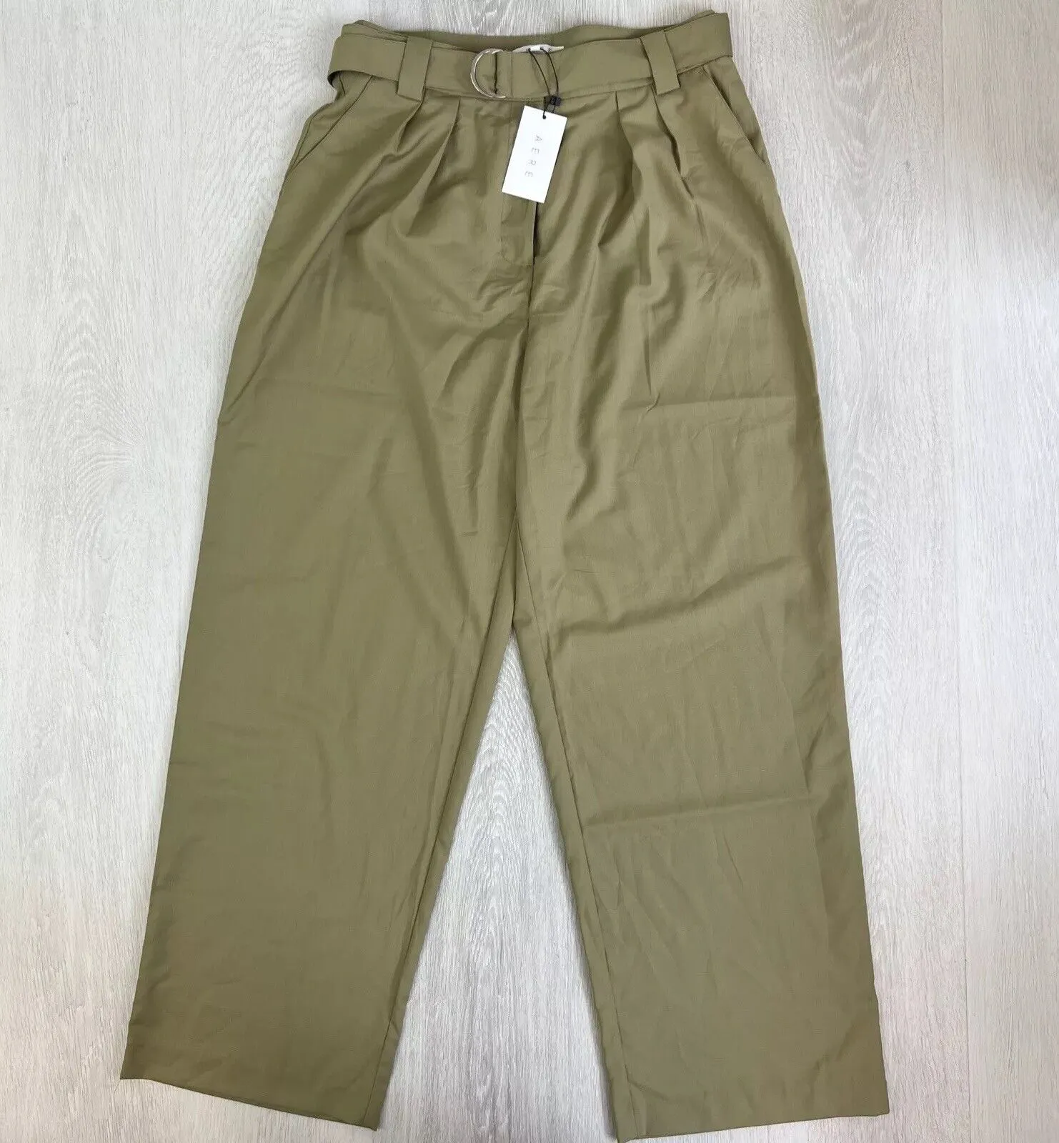 Aere Womens Draped Pleat Front Pants Soft Khaki Size 12 (New)