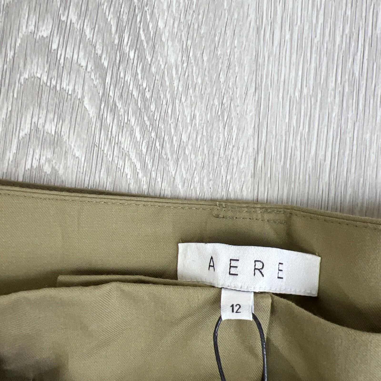 Aere Womens Draped Pleat Front Pants Soft Khaki Size 12 (New)