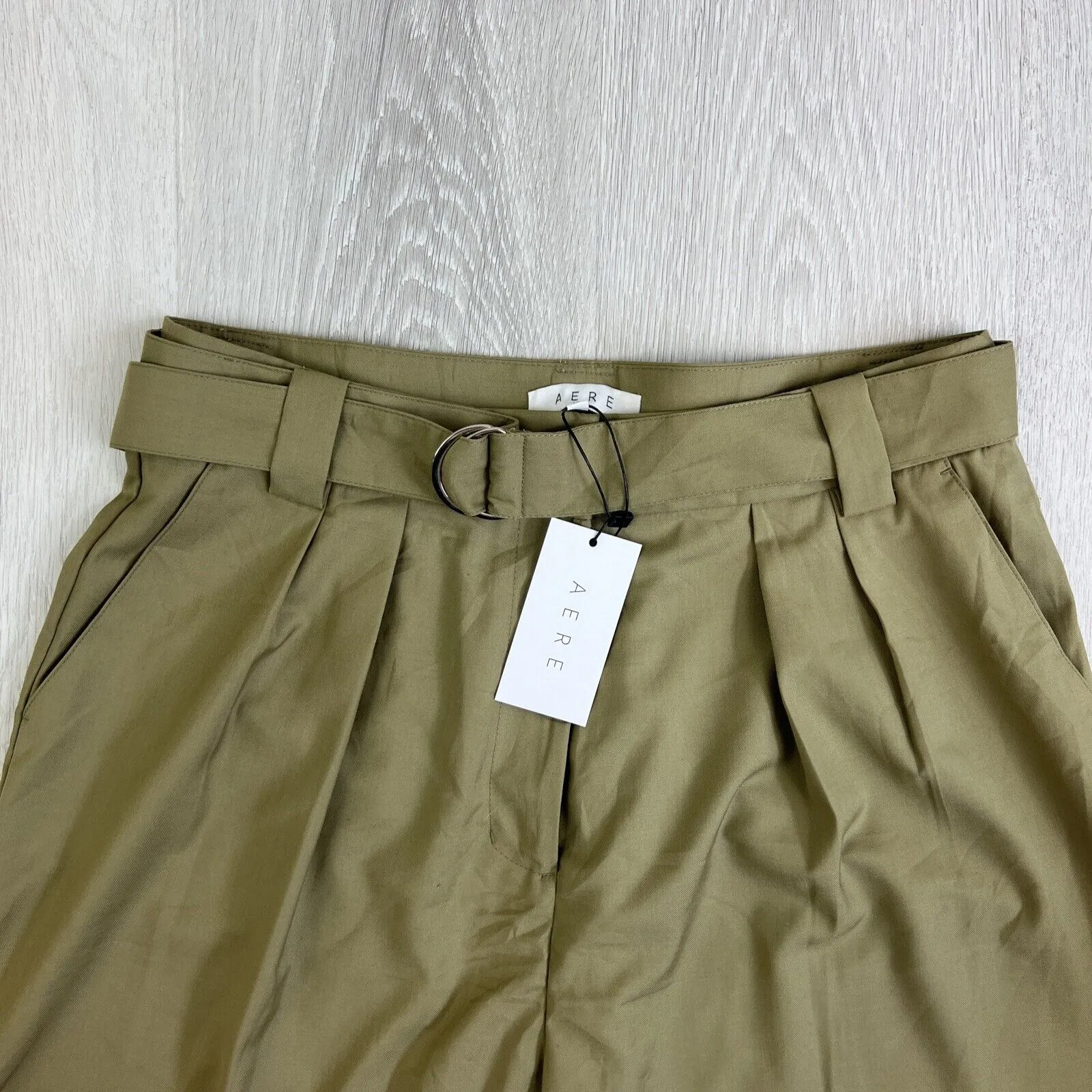 Aere Womens Draped Pleat Front Pants Soft Khaki Size 12 (New)