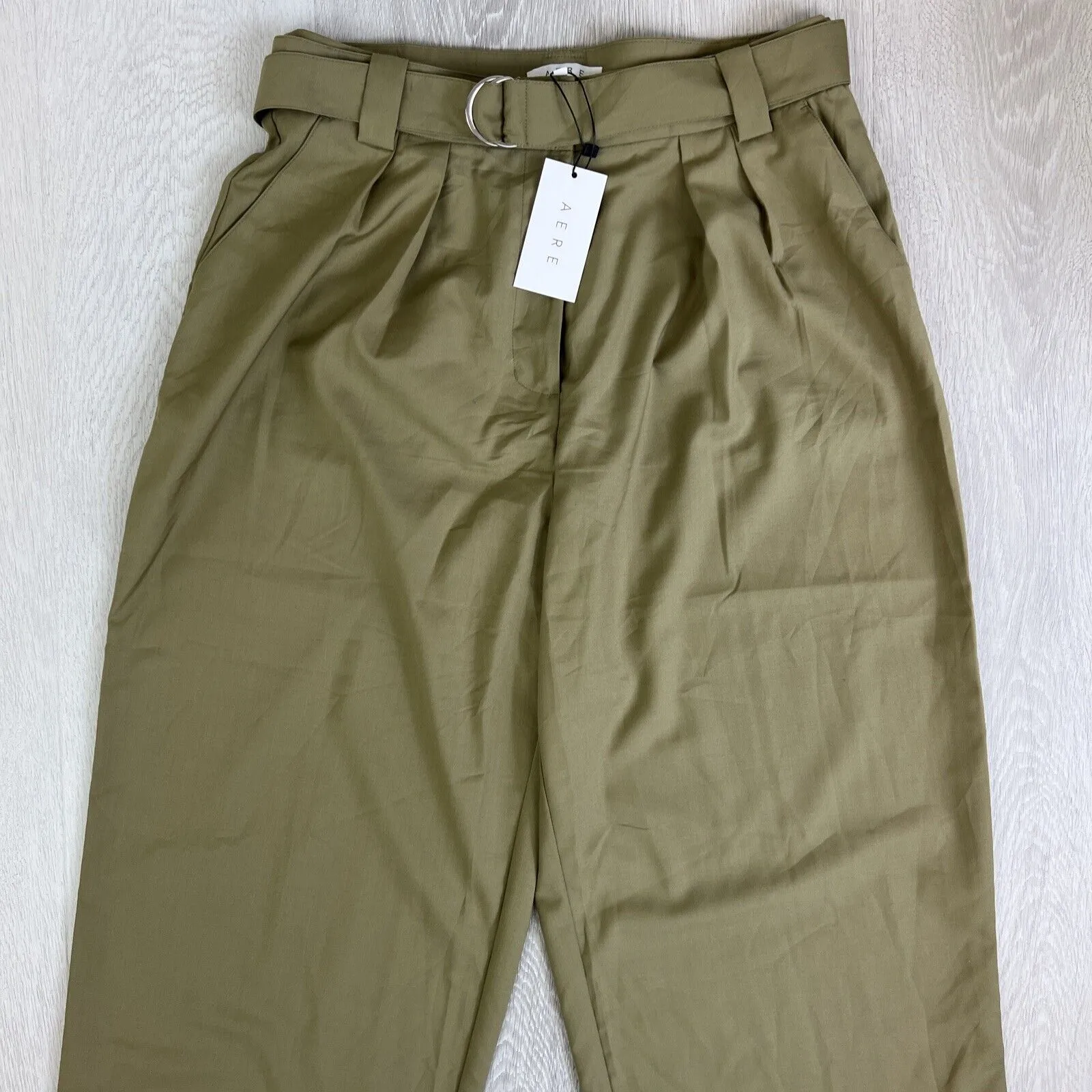 Aere Womens Draped Pleat Front Pants Soft Khaki Size 12 (New)