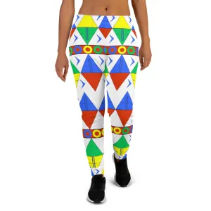 African Tribal Print Women's Joggers - South Africa/White