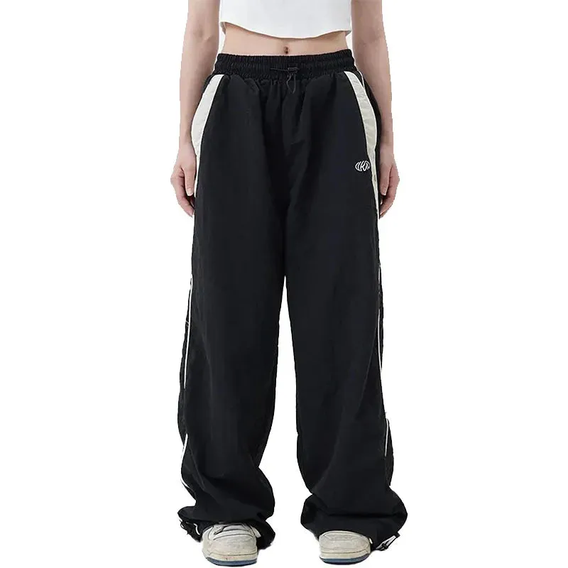 American Retro Black Street Hip-Hop Trend Leisure Wide-Leg Trousers – Thin Straight Tube Baggy Sweatpants for Men & Women