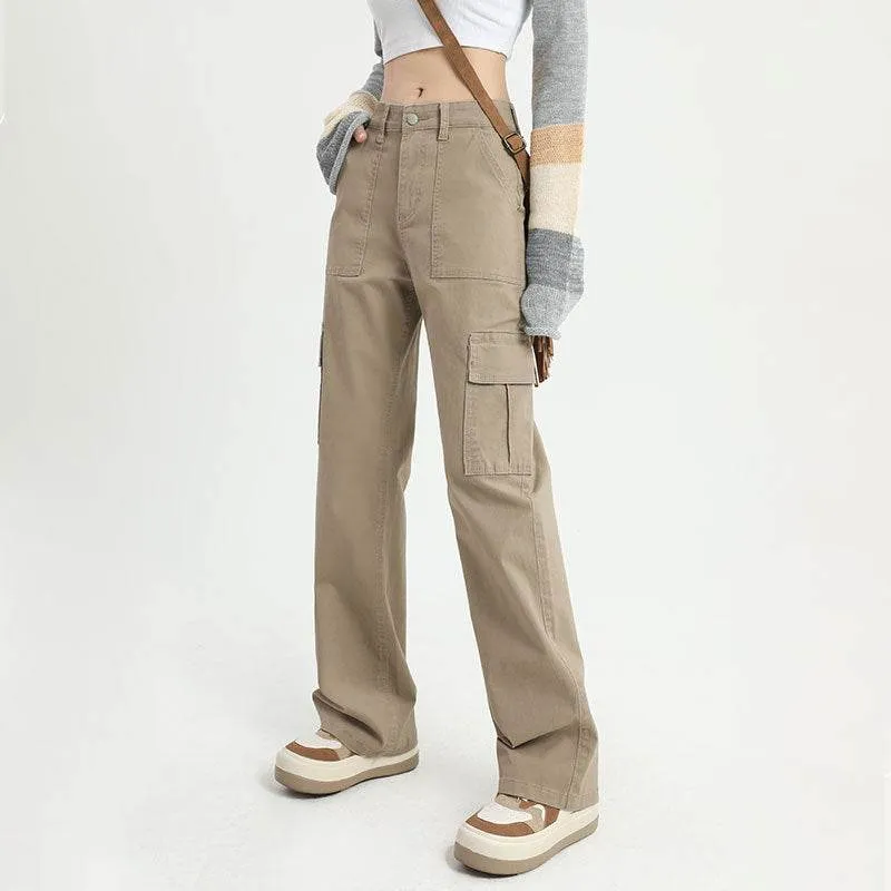 American Retro Hot Girl Design Sense Cargo Jeans Women