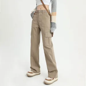 American Retro Hot Girl Design Sense Cargo Jeans Women