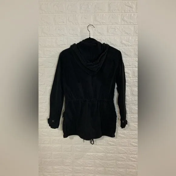 Aritzia Talula Trooper Cargo Hooded Utility Coat Jacket Parka in Black Size Extr