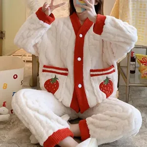 Autumn/Winter Kawaii Cartoon Pajama Sets for Women – Warm Flannel Lounge Sleepwear, Girl Pijama Mujer, Night Suits and Homewear