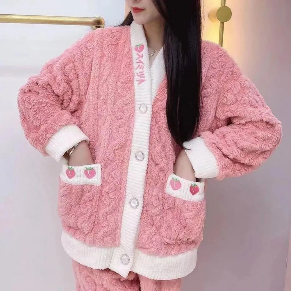 Autumn/Winter Kawaii Cartoon Pajama Sets for Women – Warm Flannel Lounge Sleepwear, Girl Pijama Mujer, Night Suits and Homewear