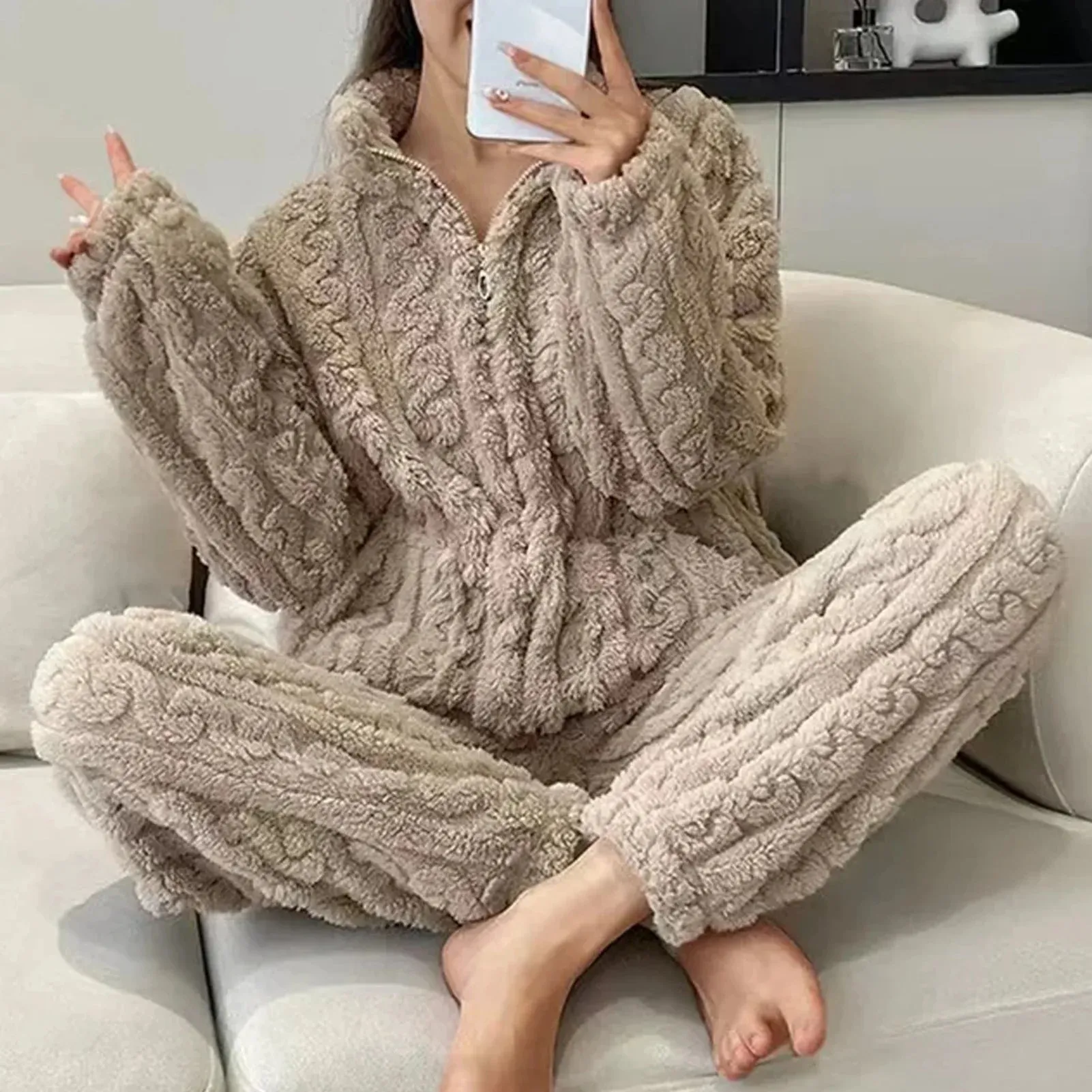 Autumn/Winter Kawaii Cartoon Pajama Sets for Women – Warm Flannel Lounge Sleepwear, Girl Pijama Mujer, Night Suits and Homewear
