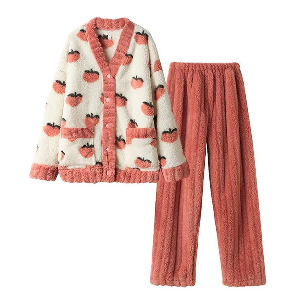 Autumn/Winter Kawaii Cartoon Pajama Sets for Women – Warm Flannel Lounge Sleepwear, Girl Pijama Mujer, Night Suits and Homewear