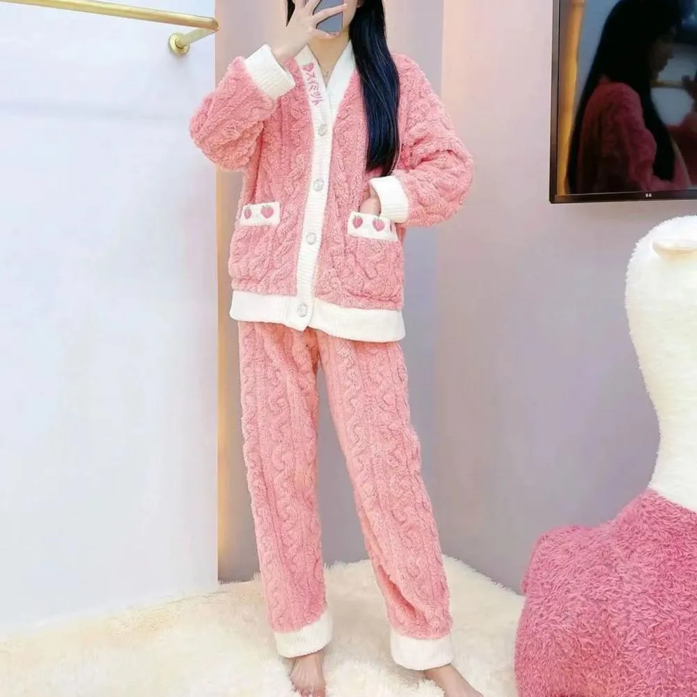 Autumn/Winter Kawaii Cartoon Pajama Sets for Women – Warm Flannel Lounge Sleepwear, Girl Pijama Mujer, Night Suits and Homewear