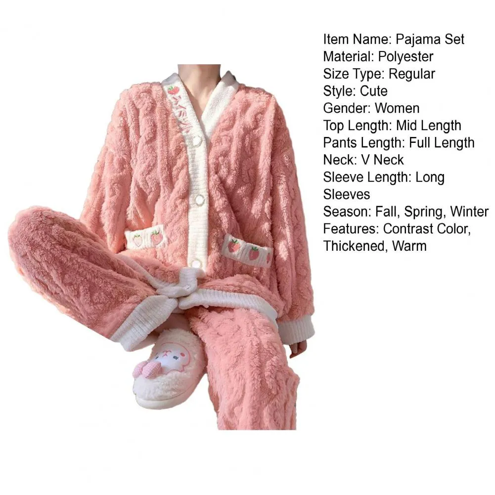 Autumn/Winter Kawaii Cartoon Pajama Sets for Women – Warm Flannel Lounge Sleepwear, Girl Pijama Mujer, Night Suits and Homewear