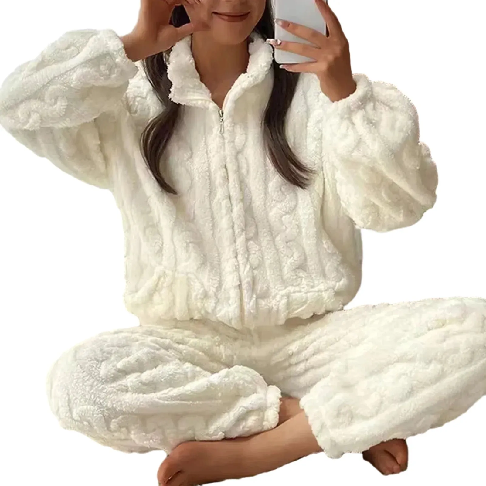 Autumn/Winter Kawaii Cartoon Pajama Sets for Women – Warm Flannel Lounge Sleepwear, Girl Pijama Mujer, Night Suits and Homewear