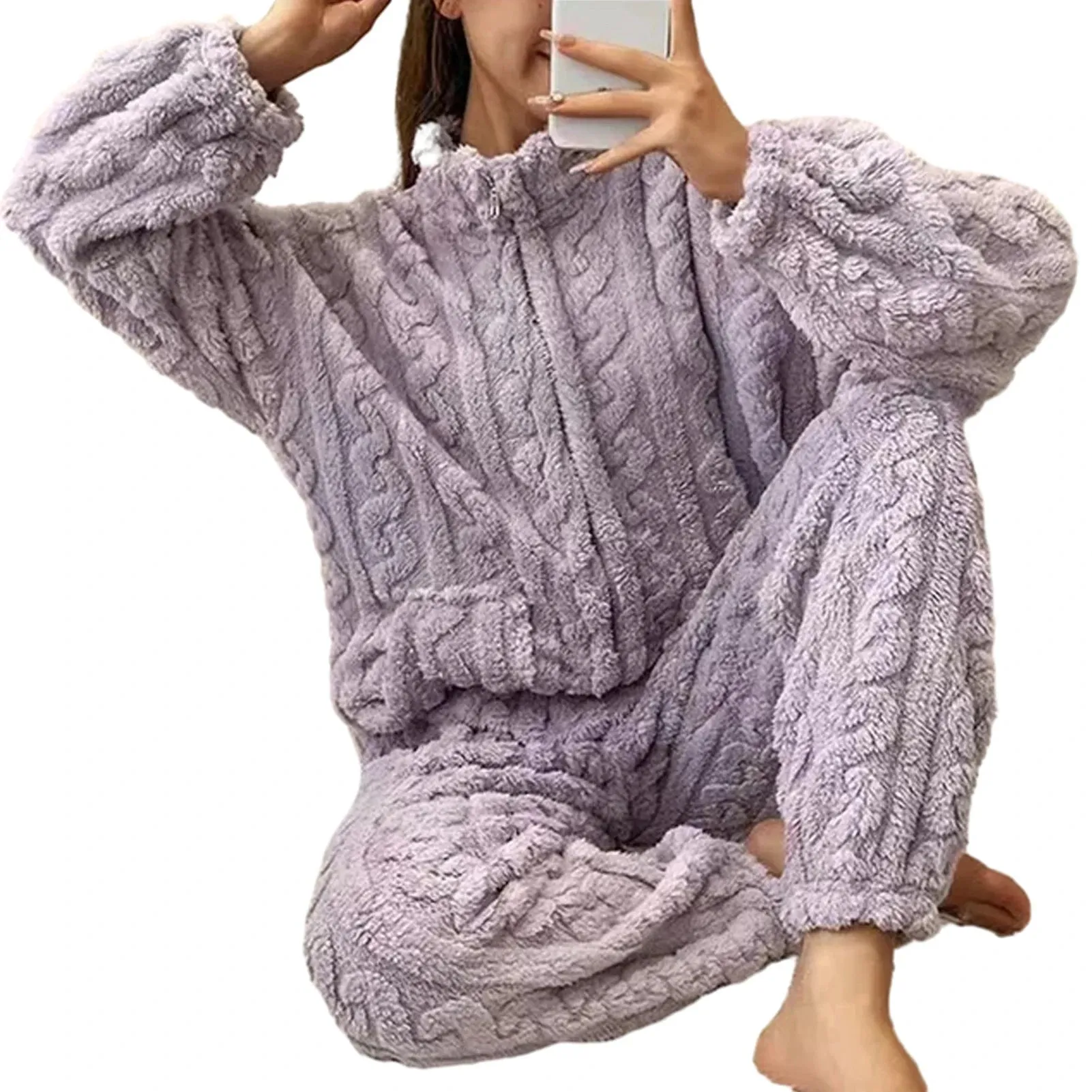Autumn/Winter Kawaii Cartoon Pajama Sets for Women – Warm Flannel Lounge Sleepwear, Girl Pijama Mujer, Night Suits and Homewear