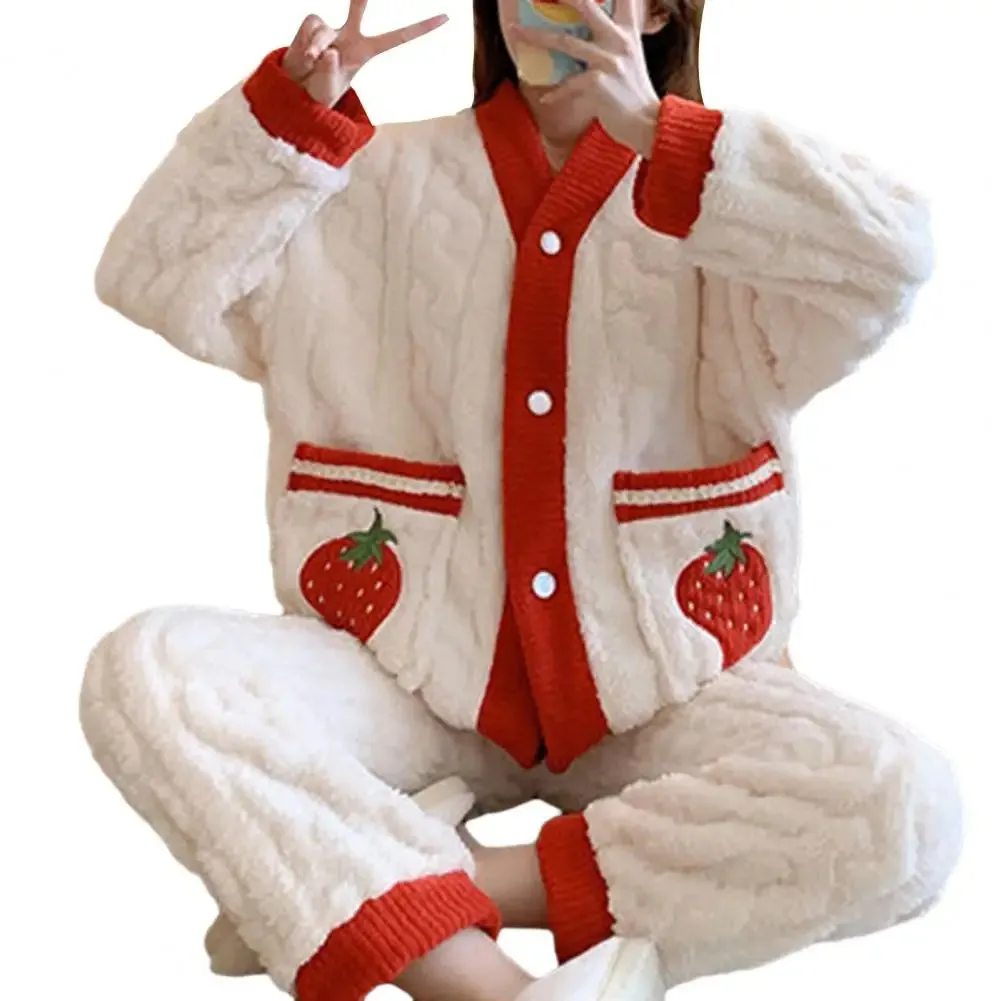 Autumn/Winter Kawaii Cartoon Pajama Sets for Women – Warm Flannel Lounge Sleepwear, Girl Pijama Mujer, Night Suits and Homewear
