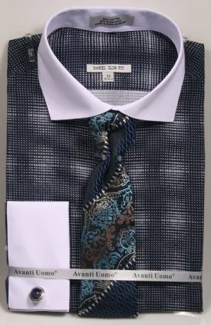 Avanti Uomo French Cut Dress Shirt DNS03 Navy (Slim Fit)