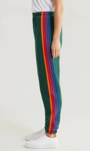 Aviator Nation 5 Stripe Sweatpants - Forest Green