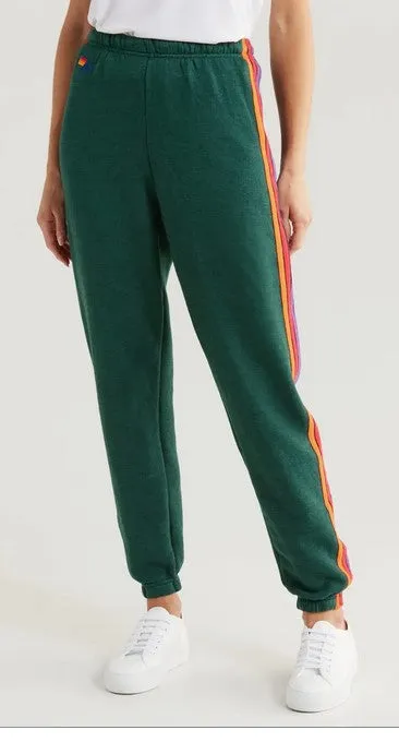 Aviator Nation 5 Stripe Sweatpants - Forest Green