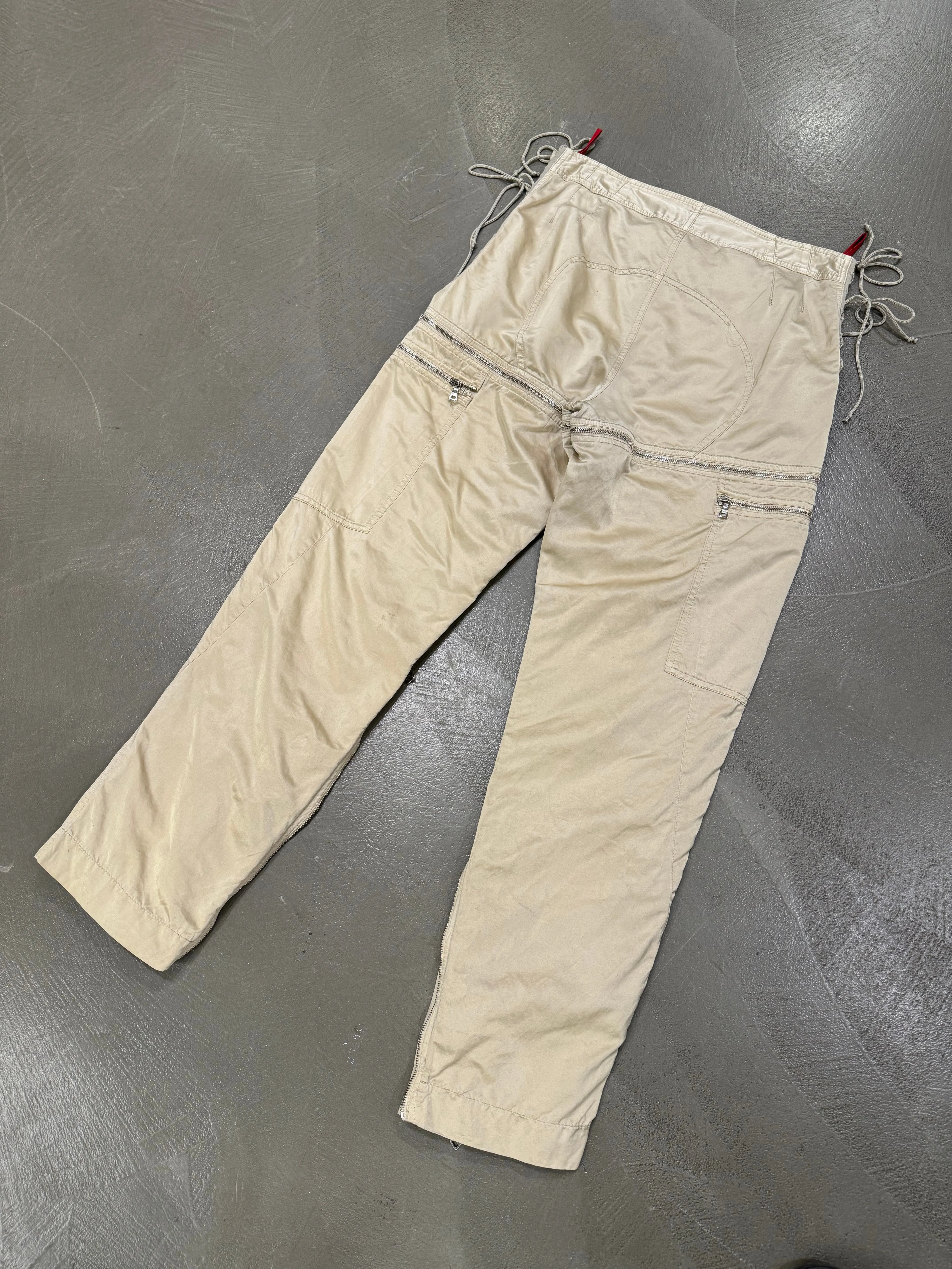 A/W1999 Prada zipper laced astro biker cargo pants