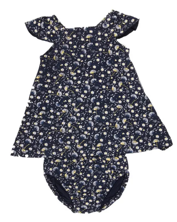 Babybol Navy Floral Sun Dress and Pants Set