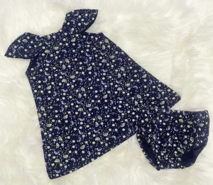Babybol Navy Floral Sun Dress and Pants Set