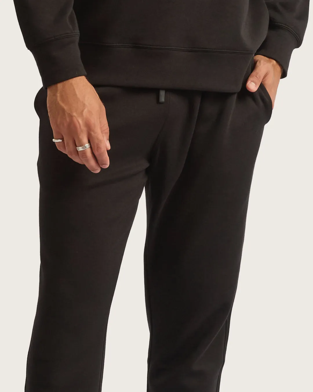 Bamboo CloudKnit Men's Cuffed Sweat Pants - Black