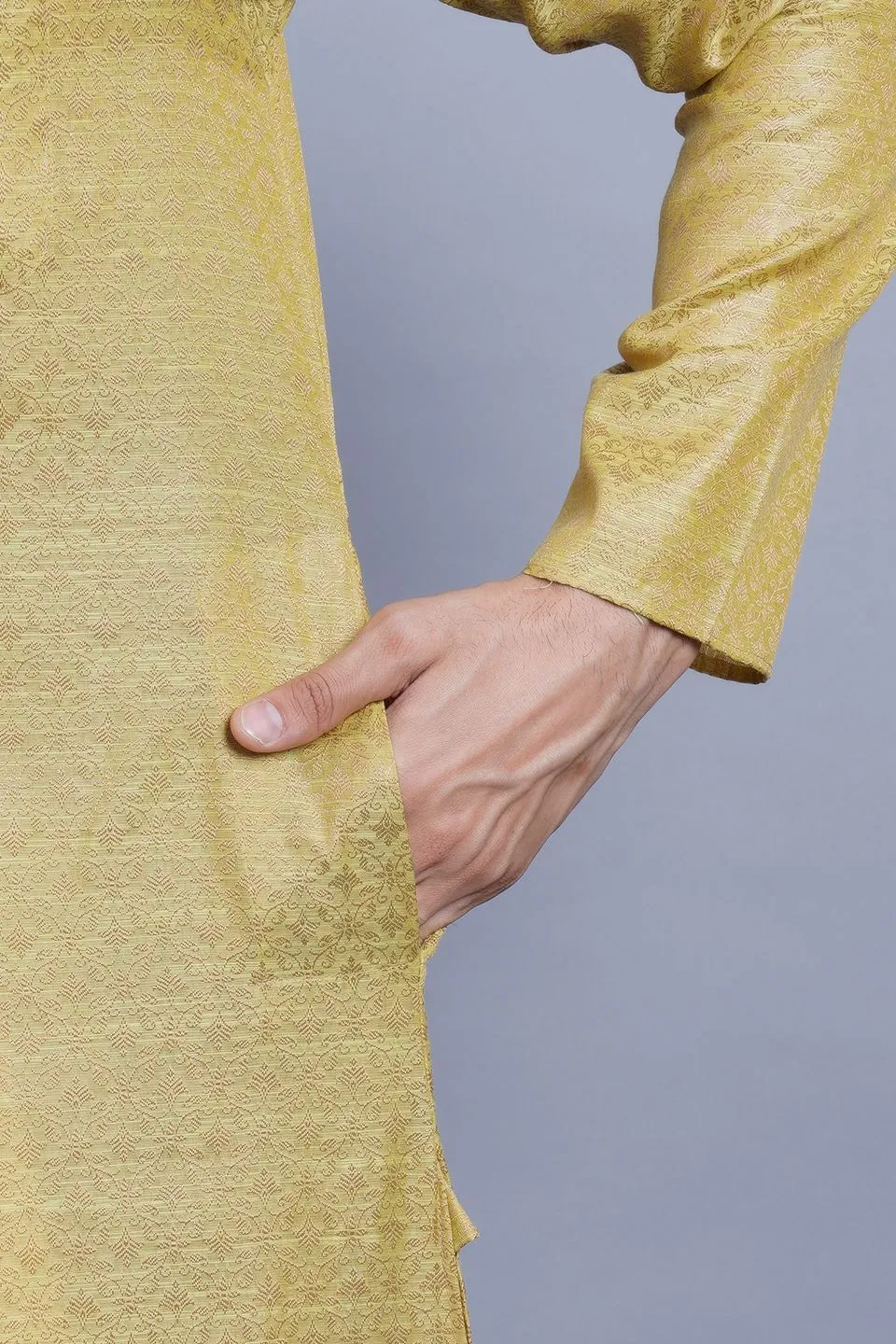 Banarasi Art Silk Cotton Green Kurta Pajama