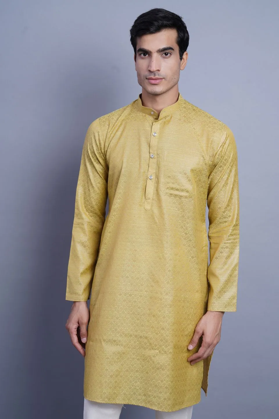 Banarasi Art Silk Cotton Green Kurta Pajama