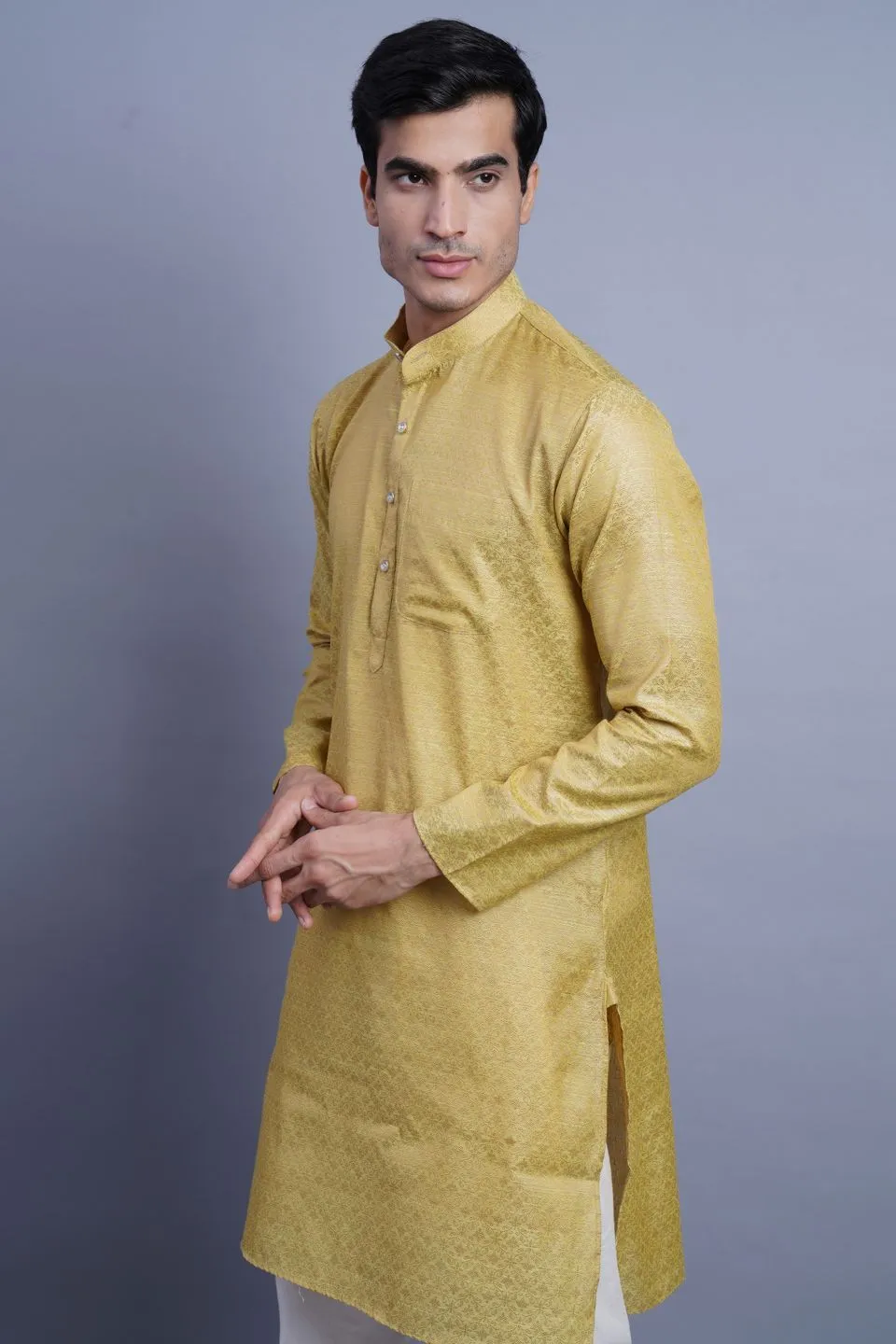 Banarasi Art Silk Cotton Green Kurta Pajama