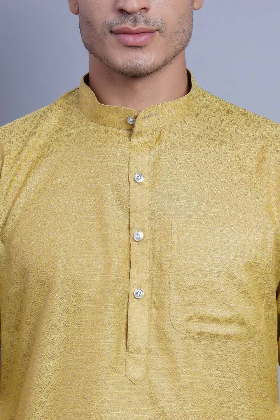 Banarasi Art Silk Cotton Green Kurta Pajama