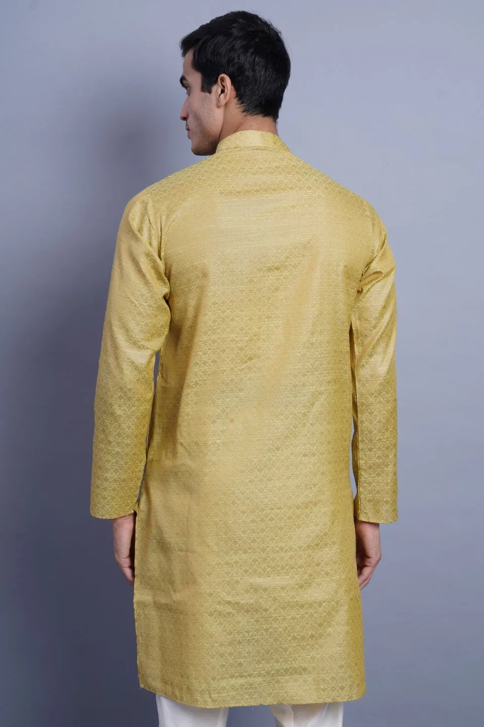 Banarasi Art Silk Cotton Green Kurta Pajama