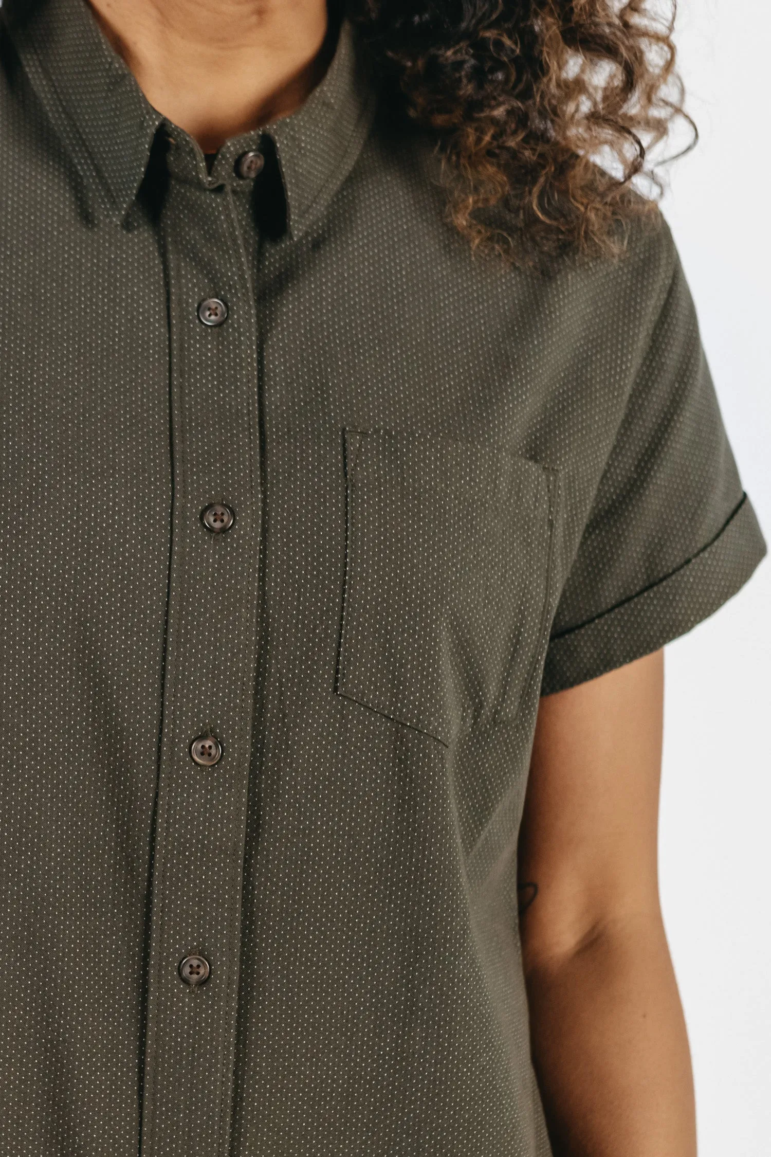 Bea Shirt / Dark Olive Dobby