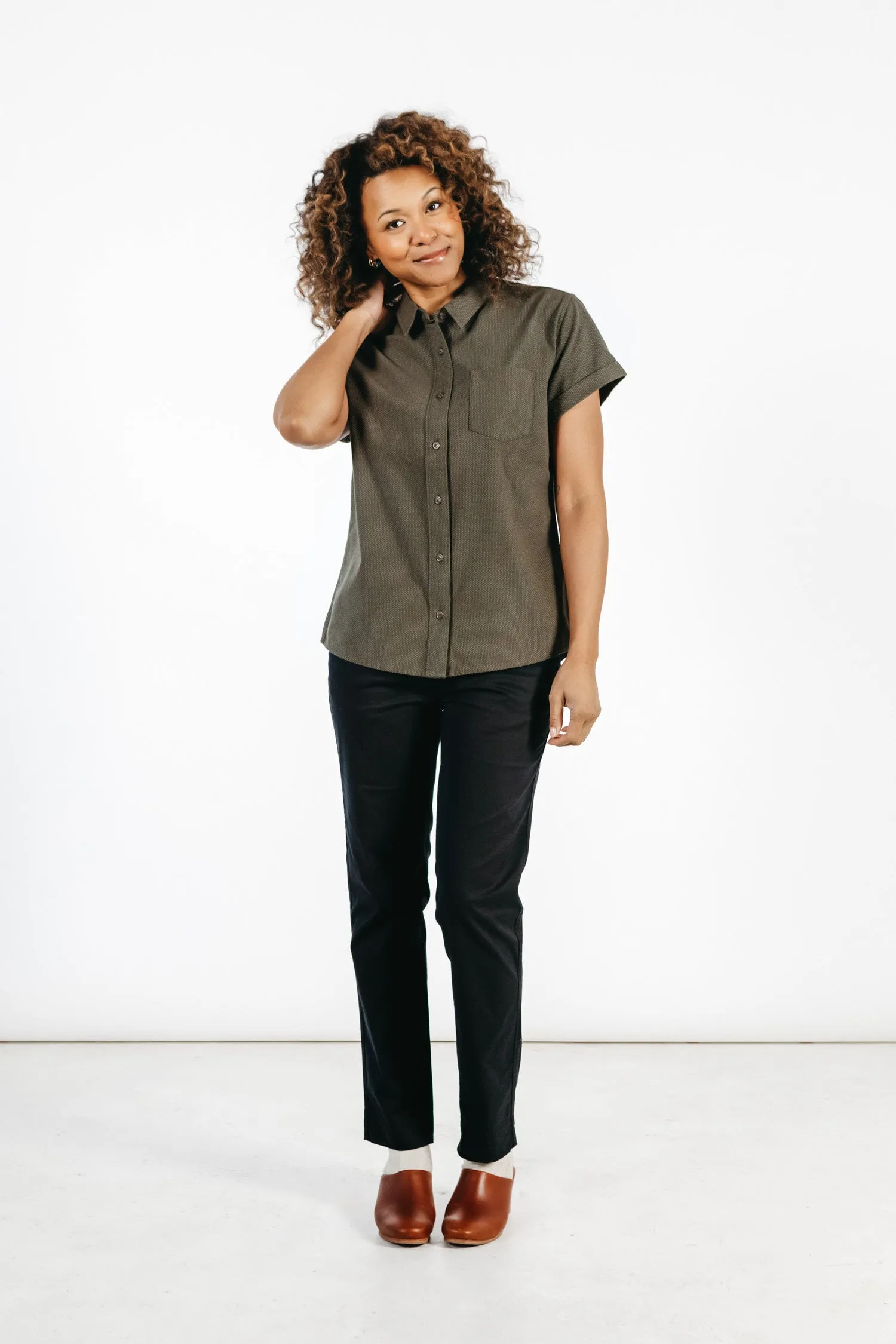 Bea Shirt / Dark Olive Dobby