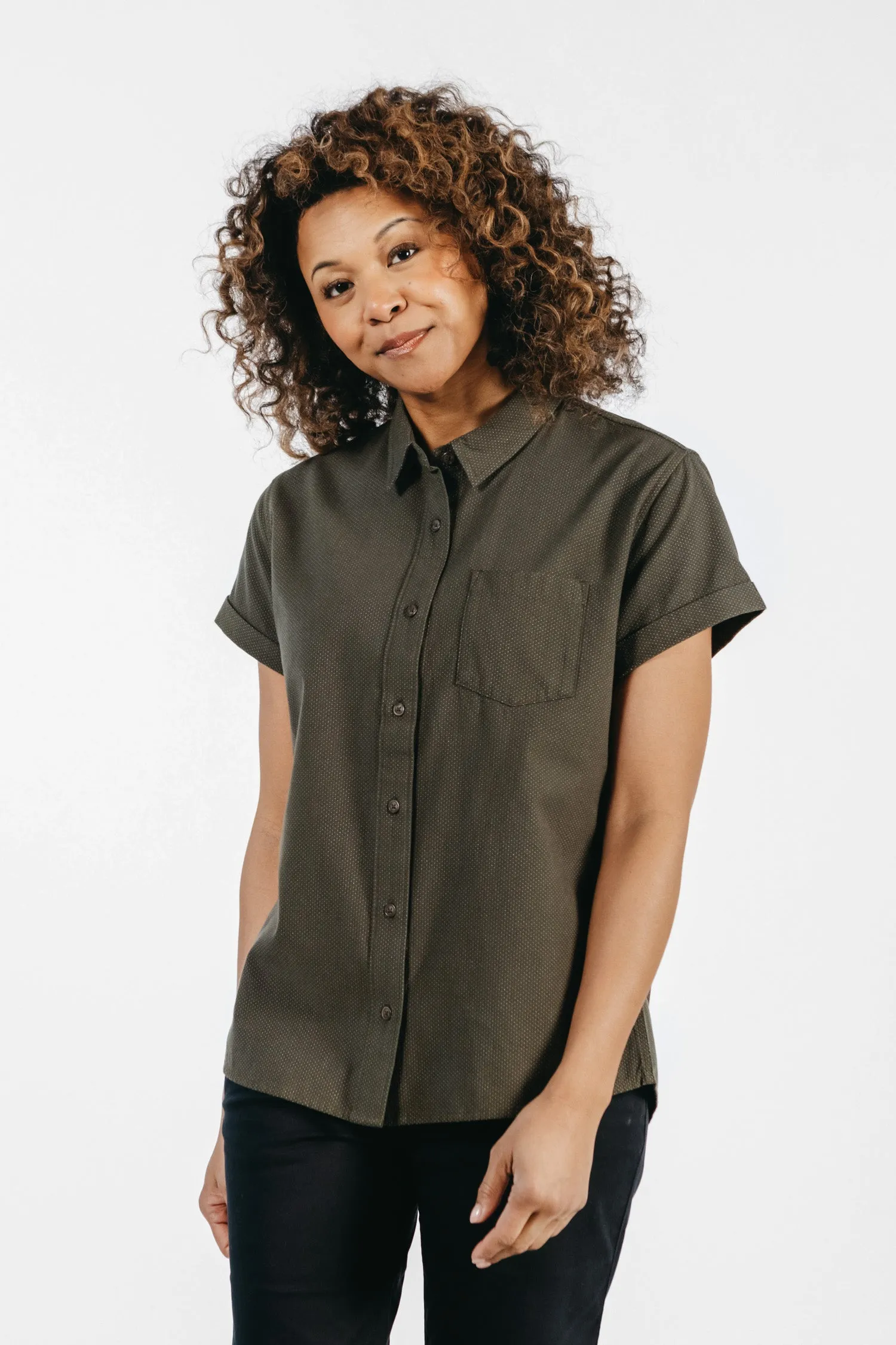 Bea Shirt / Dark Olive Dobby