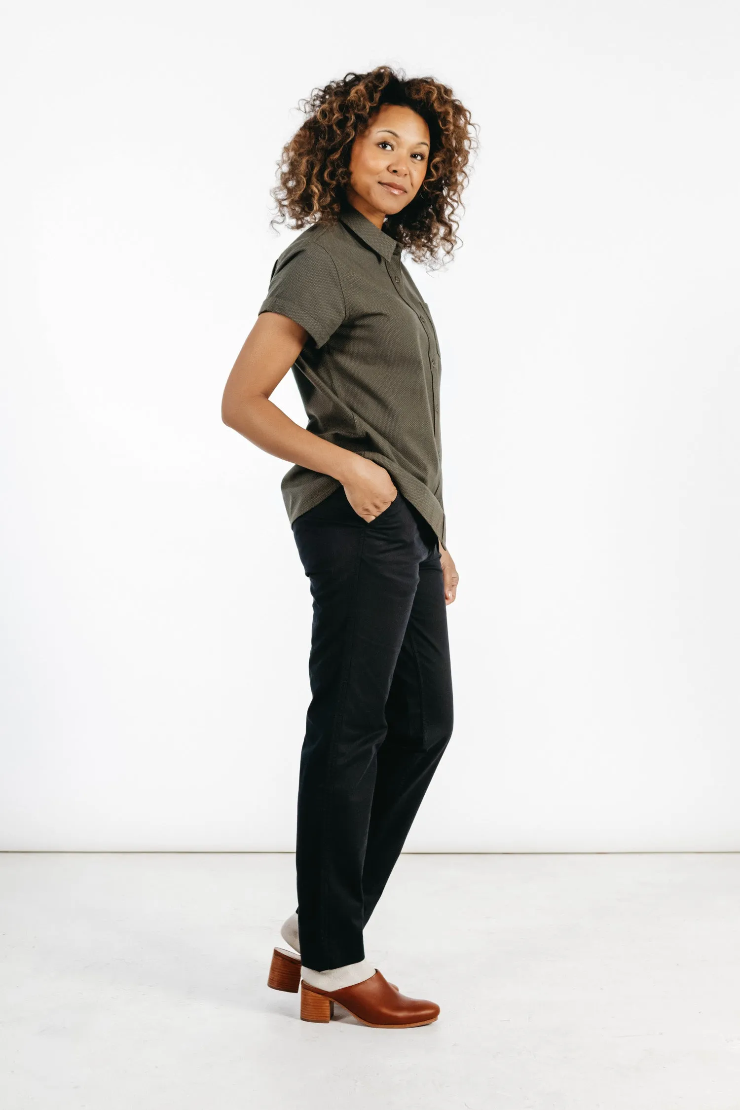 Bea Shirt / Dark Olive Dobby