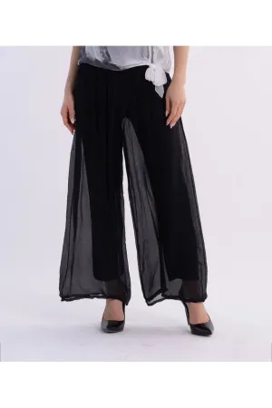 Bella Amore' - Silk Black Pant - Black - 61248