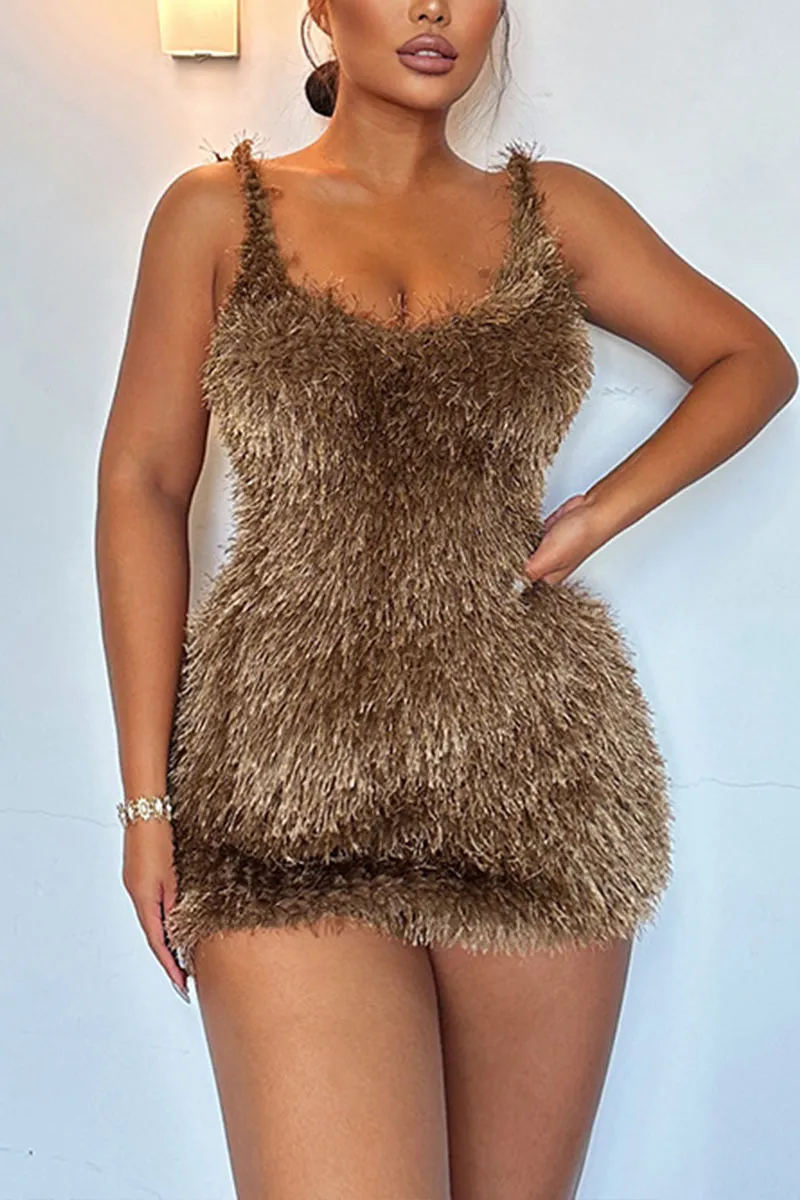 BF0450 Furry Mini Dress
