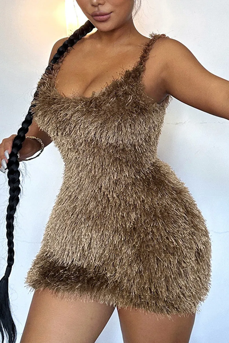 BF0450 Furry Mini Dress