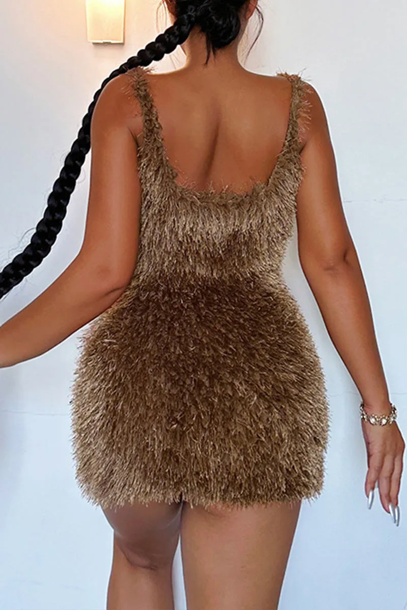 BF0450 Furry Mini Dress