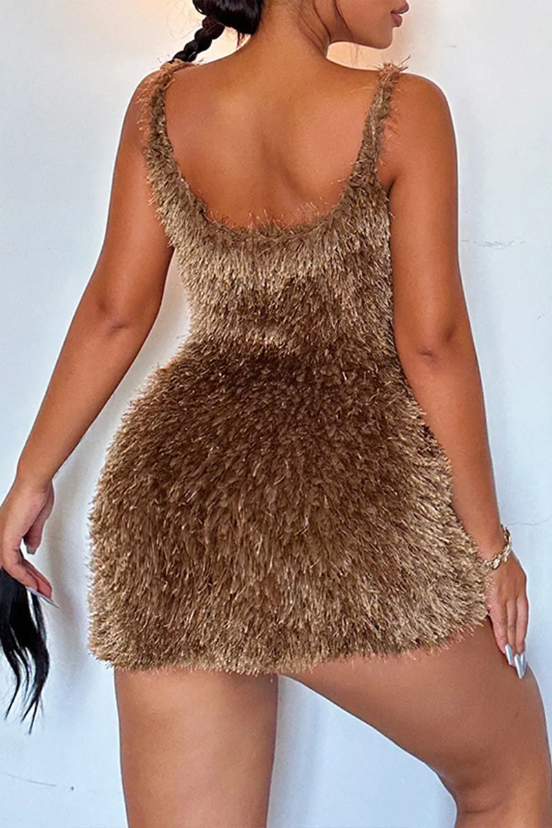 BF0450 Furry Mini Dress