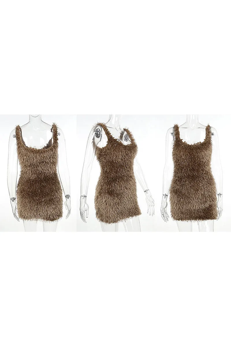 BF0450 Furry Mini Dress