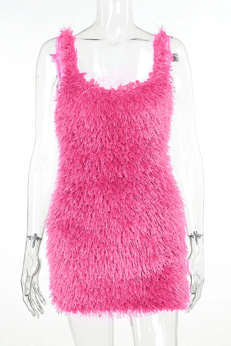 BF0450 Furry Mini Dress