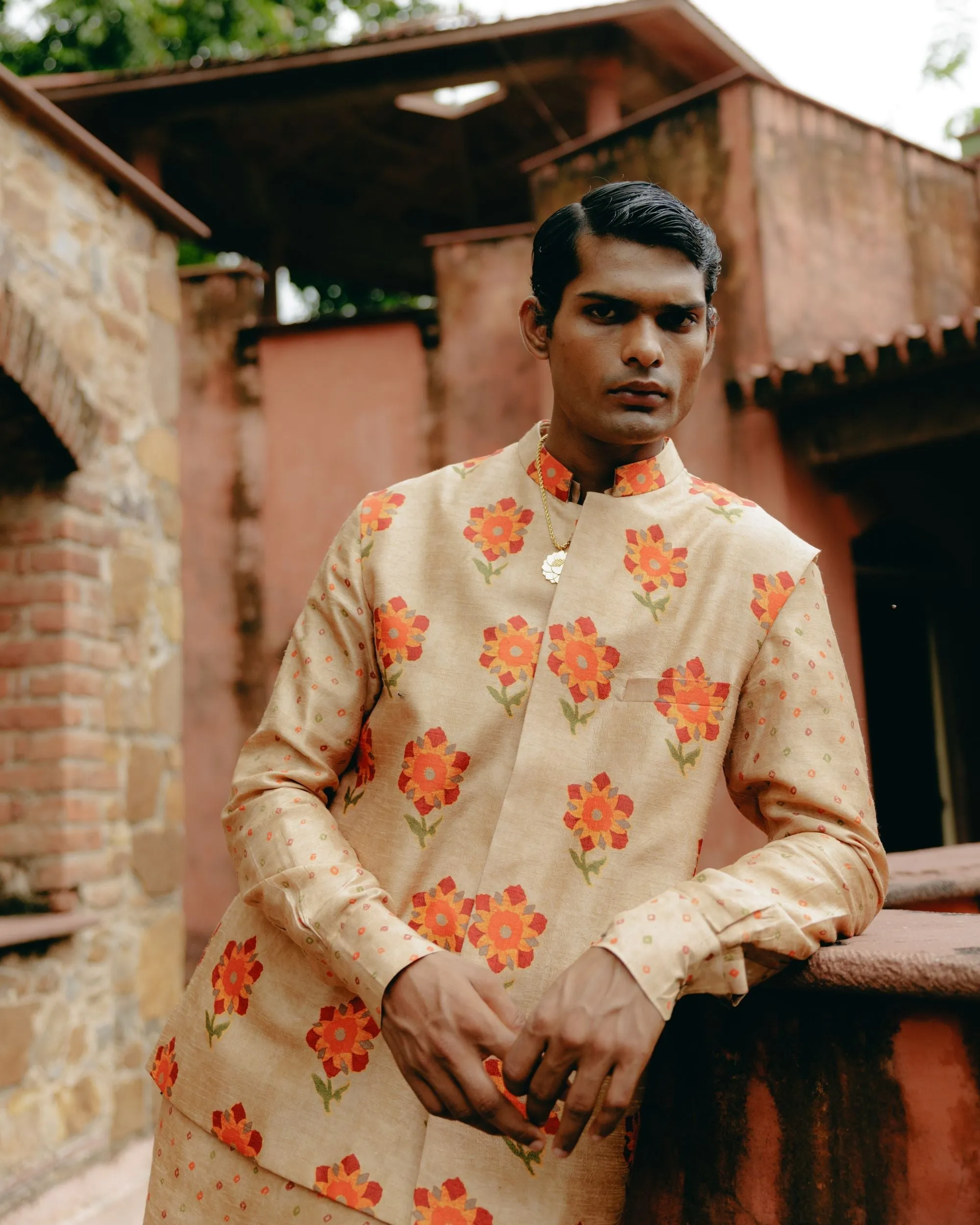 Biscuit brown kurta bandi set