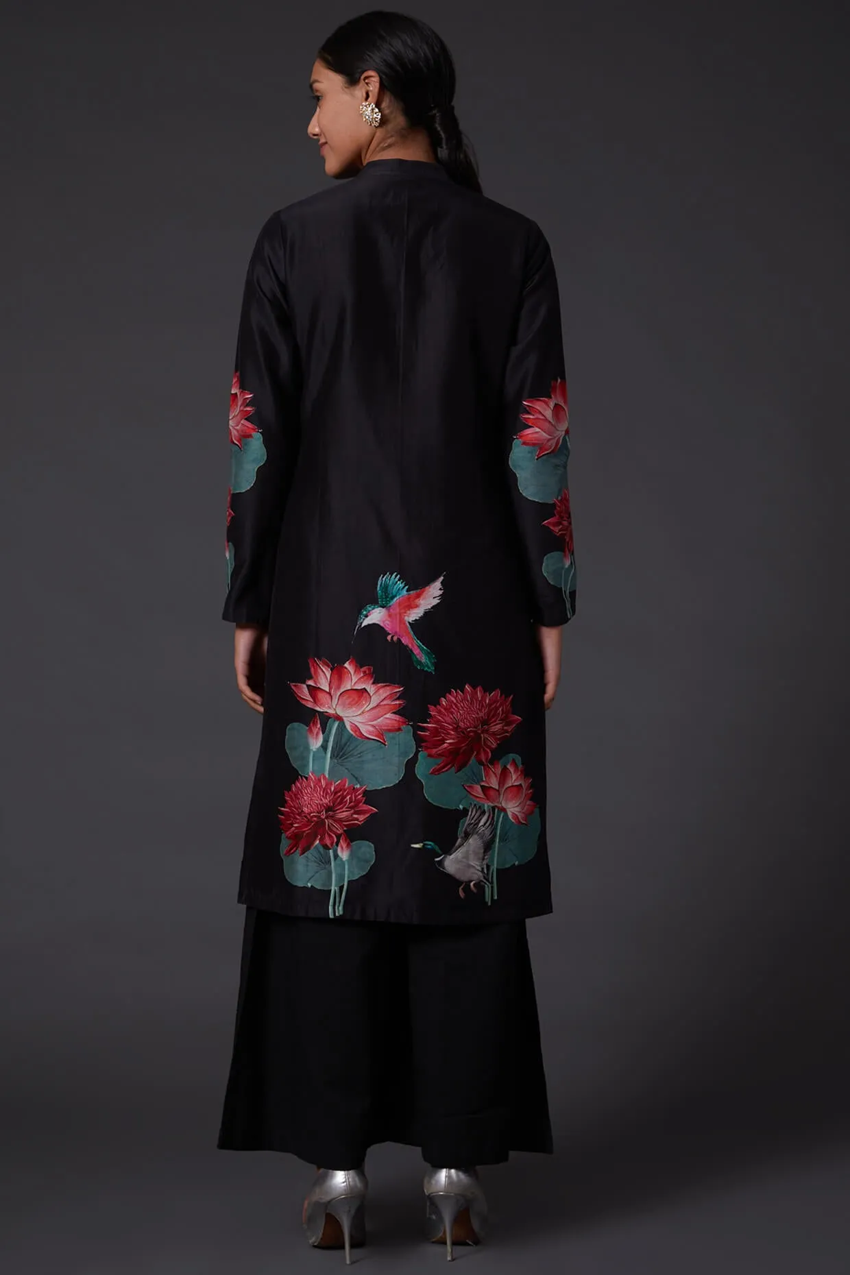 Black Digital Printed Kurta With Palazzo