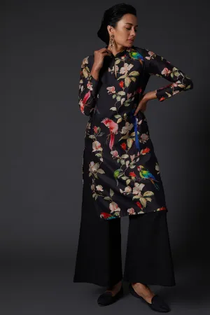 Black Digital Printed Kurta With Palazzo