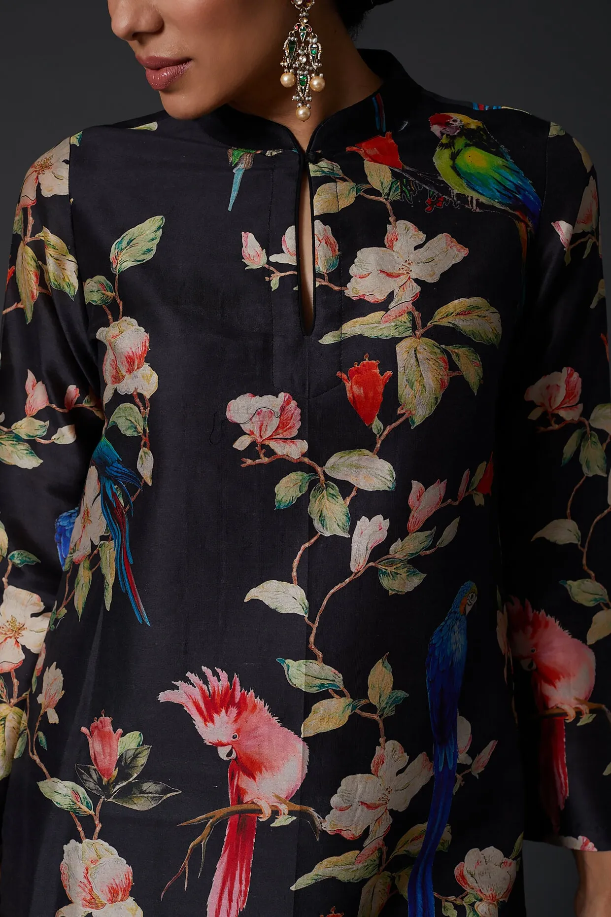 Black Digital Printed Kurta With Palazzo